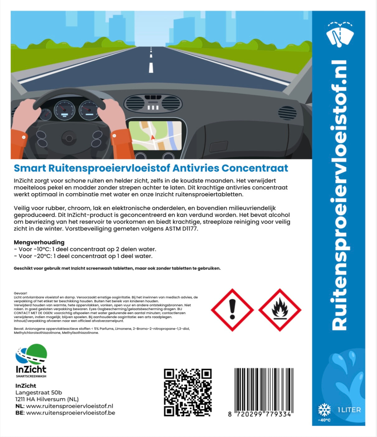 Ruitensproeiervloeistof antivries -40 concentraat 1 liter